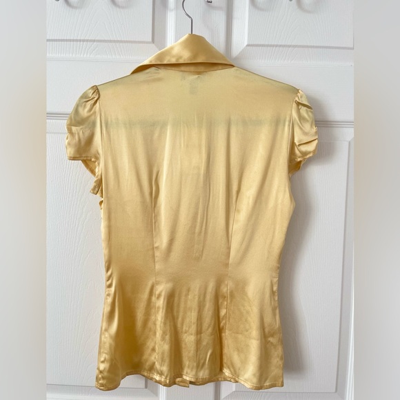 Bebe Women's Gold Button Down Shirt. 96% Silk! - Picture 4 of 7